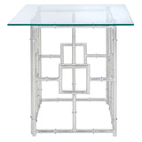 SAFAVIEH Treasures Dragojla Silver/ Glass Top Accent Table - 21.7" x 21.7" x 21.4" - 22Wx22Dx21H