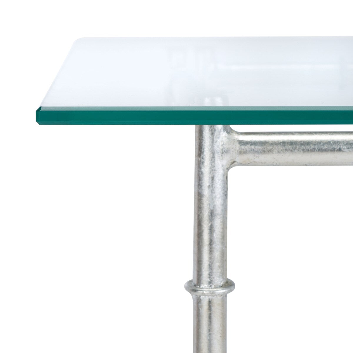 SAFAVIEH Treasures Dragojla Silver/ Glass Top Accent Table - 21.7" x 21.7" x 21.4" - 22Wx22Dx21H