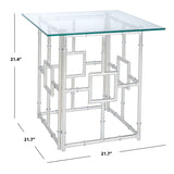 SAFAVIEH Treasures Dragojla Silver/ Glass Top Accent Table - 21.7" x 21.7" x 21.4" - 22Wx22Dx21H