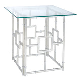 SAFAVIEH Treasures Dragojla Silver/ Glass Top Accent Table - 21.7" x 21.7" x 21.4" - 22Wx22Dx21H