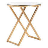 SAFAVIEH Treasures Felicitas Gold/ White Top Accent Table - 20" x 20" x 22.9" - 20Wx20Dx23H