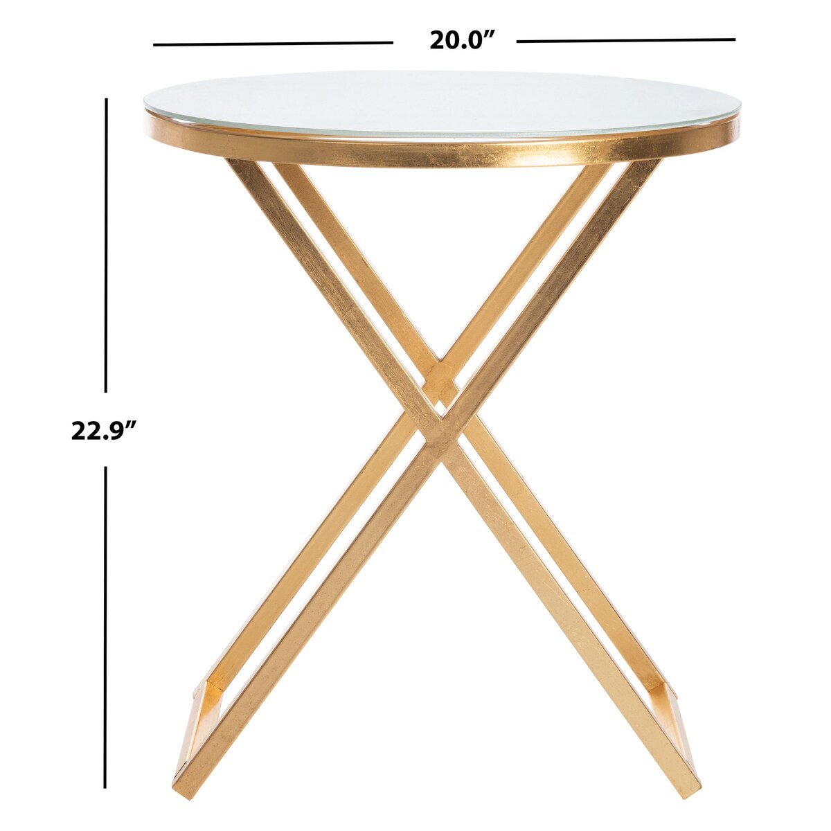 SAFAVIEH Treasures Felicitas Gold/ White Top Accent Table - 20" x 20" x 22.9" - 20Wx20Dx23H