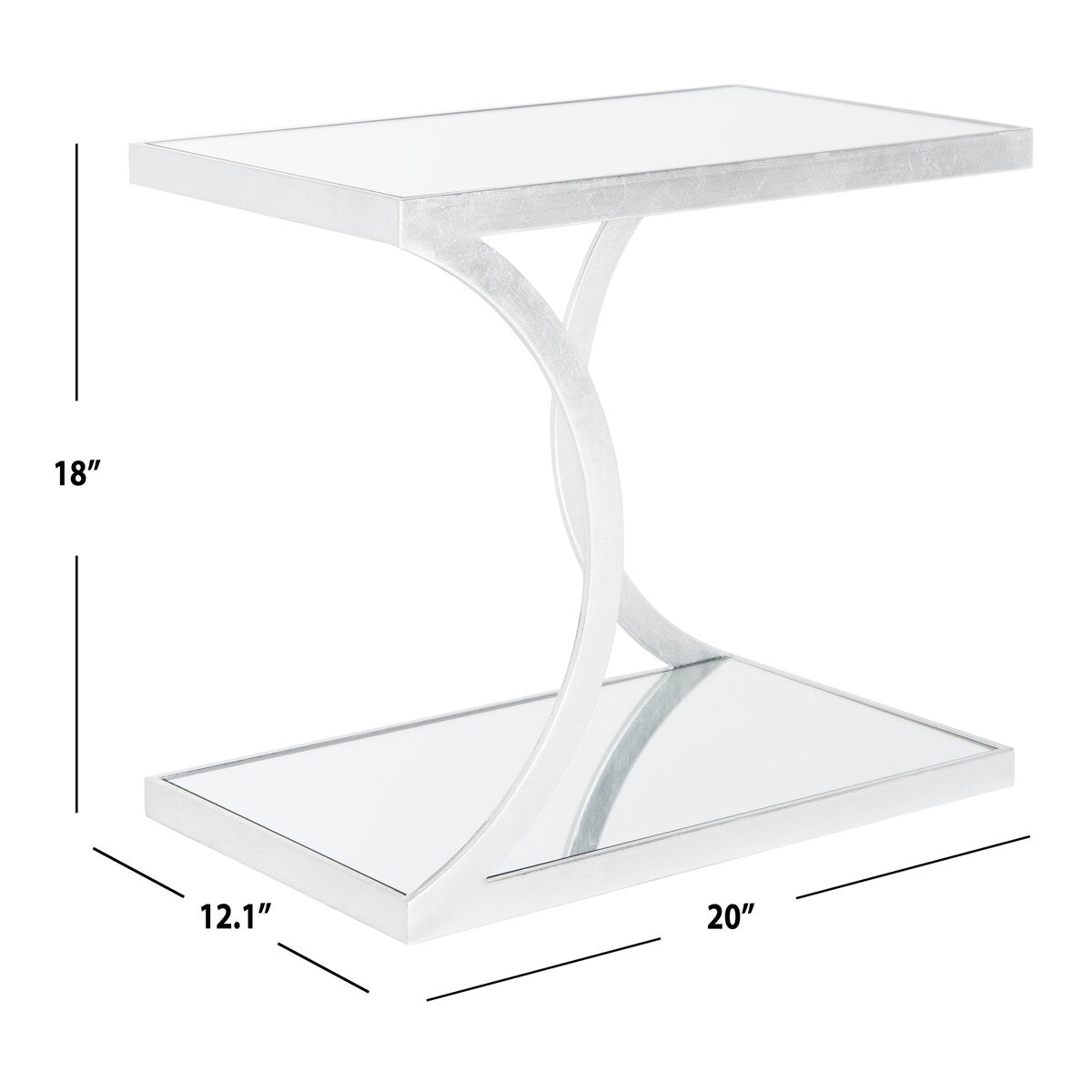 SAFAVIEH Treasures Hortensia Silver/ Mirror Top Accent Table - 20" x 12.1" x 18" - 20Wx12Dx18H