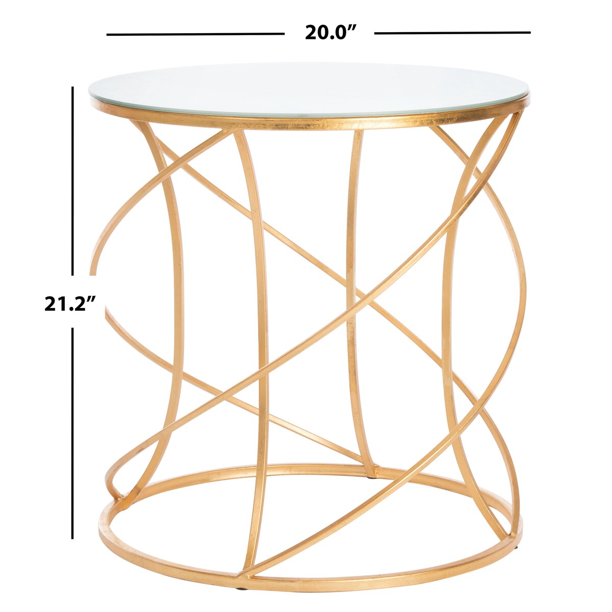 SAFAVIEH Treasures Jeanine Gold/ White Top Accent Table - 20" x 20" x 21.2" - 20Wx20Dx21H