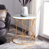 SAFAVIEH Treasures Jeanine Gold/ White Top Accent Table - 20" x 20" x 21.2" - 20Wx20Dx21H