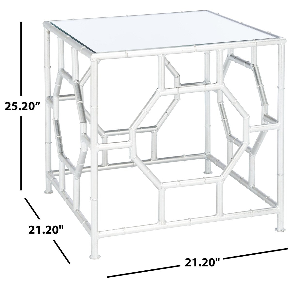 SAFAVIEH Treasures Jeljazka Silver/ Mirror Top Accent Table - 19" x 19" x 19" - 19Wx19Dx19H