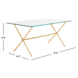 SAFAVIEH Treasures Jocelyn Bronze-Ish Silver/ Glass Top Accent Table - 37.4" x 19.7" x 17"