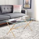 SAFAVIEH Treasures Jocelyn Bronze-Ish Silver/ Glass Top Accent Table - 37.4" x 19.7" x 17"