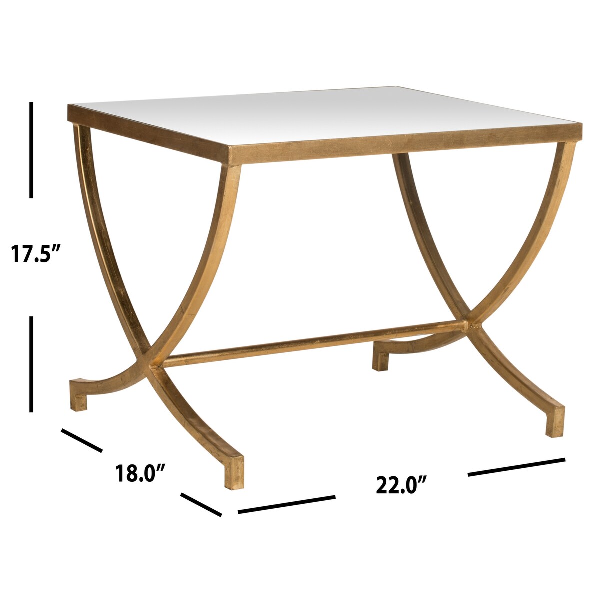 SAFAVIEH Treasures Joline Gold/ Mirror Top Accent Table - 22" x 18" x 17.5" - 22Wx18Dx18H