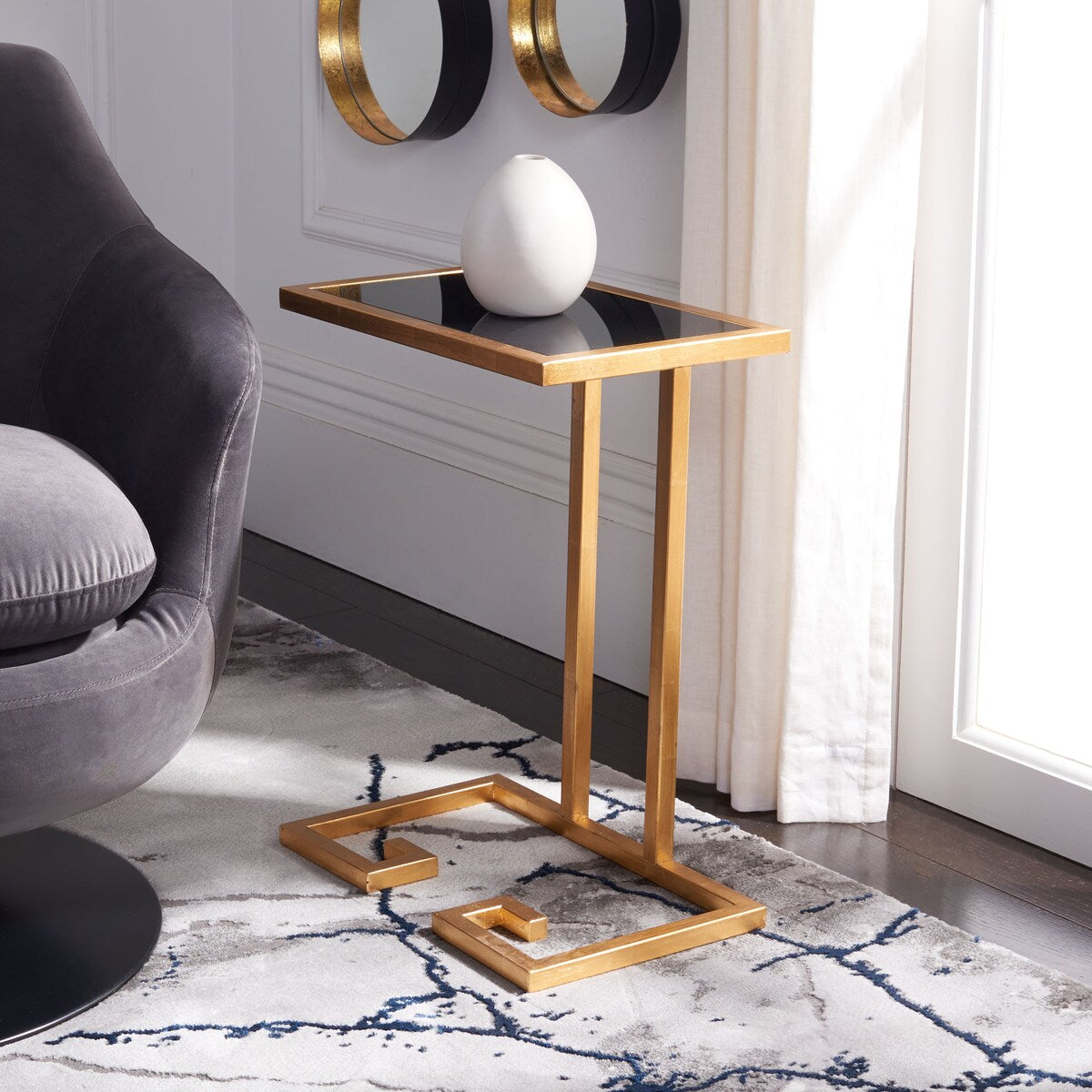 SAFAVIEH Treasures Joye Gold/ Black Top Accent Table - 15.7" x 10" x 21" - 16Wx10Dx21H