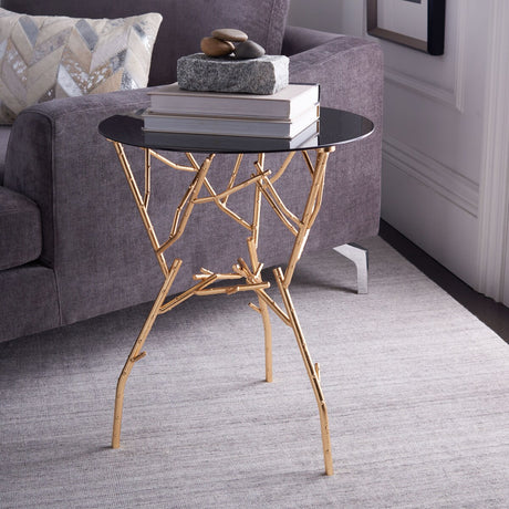 SAFAVIEH Treasures Lawanda Gold/ Blue-White Top Accent Table - 18" W x 18" L x 22.5" H - 18Wx18Dx23H