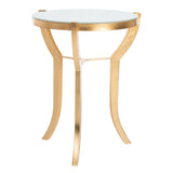 SAFAVIEH Treasures Lidia Gold/ White Top Accent Table - 16.5" x 16.5" x 20.5" - 17Wx17Dx21H