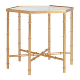 SAFAVIEH Treasures Marilou Gold/ Glass Top Accent Table - 20" x 17.2" x 17" - 20Wx17Dx17H