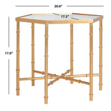 SAFAVIEH Treasures Marilou Gold/ Glass Top Accent Table - 20" x 17.2" x 17" - 20Wx17Dx17H