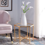 SAFAVIEH Treasures Marilou Gold/ Glass Top Accent Table - 20" x 17.2" x 17" - 20Wx17Dx17H