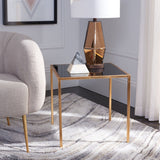 SAFAVIEH Treasures Raquel Gold/ Mirror Top Accent Table - 18.1" x 18.1" x 18.1" - 18Wx18Dx18H