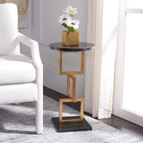 SAFAVIEH Treasures Roseann Gold/ Black Top Accent Table - 12.5" x 12.5" x 23.2" - 13Wx13Dx23H