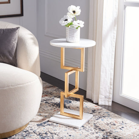 SAFAVIEH Treasures Roseann Gold/ Black Top Accent Table - 12.5" x 12.5" x 23.2" - 13Wx13Dx23H