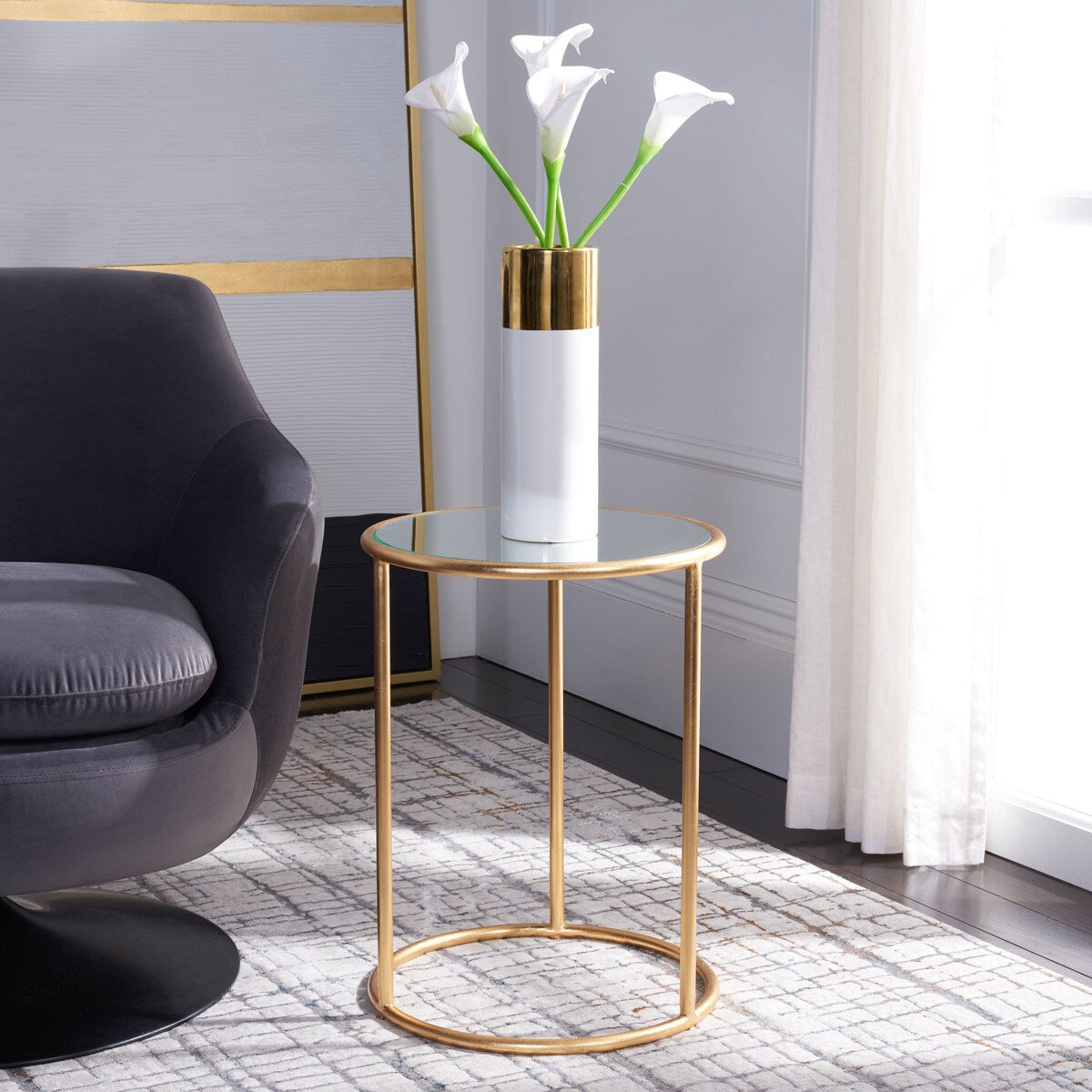 SAFAVIEH Treasures Sonya Gold/ Mirror Top Accent Table - 15" x 15" x 19.7" - 15Wx15Dx20H