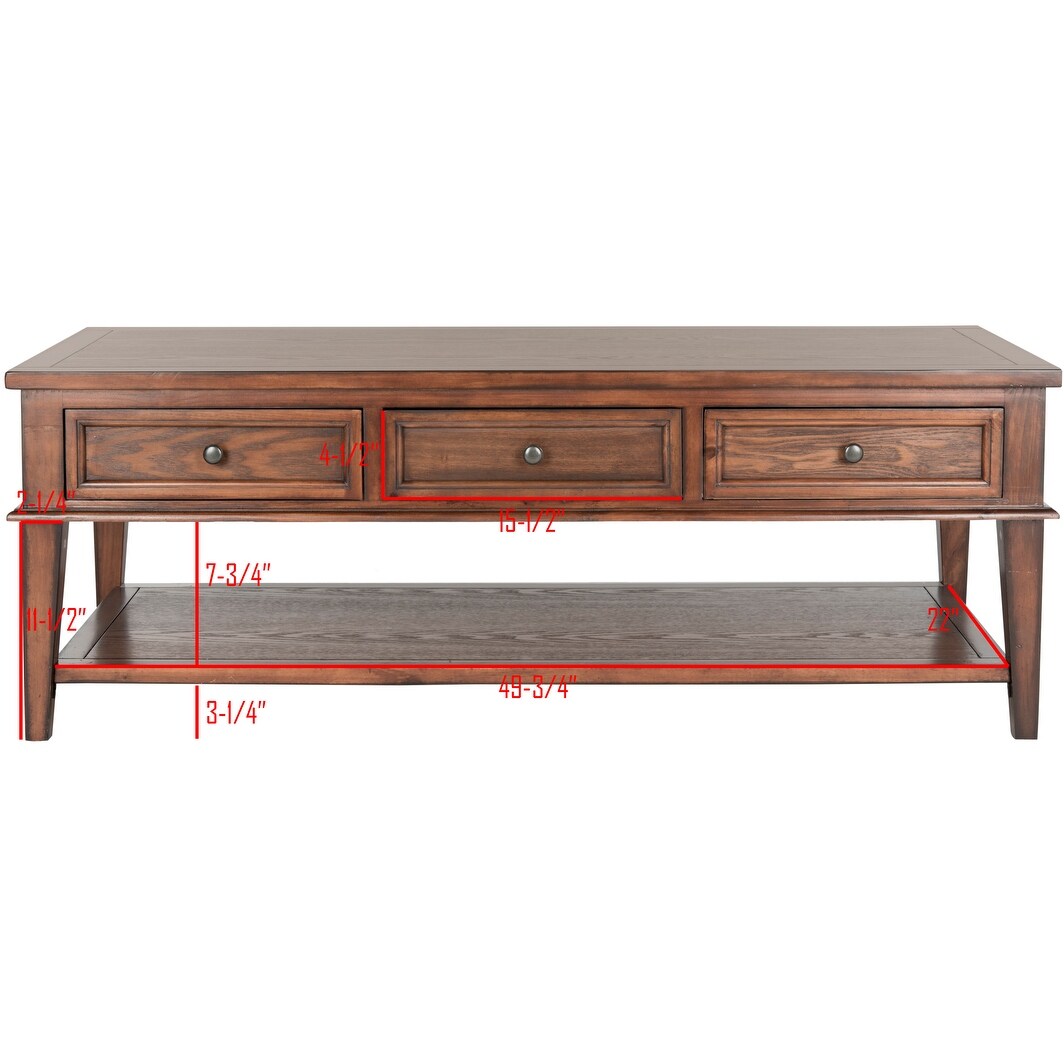 SAFAVIEH Tressie Sepia Traditional Rectangle Coffee Table - 54" x 23.6" x 19.3" - 54Wx24Dx19H