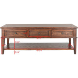 SAFAVIEH Tressie Sepia Traditional Rectangle Coffee Table - 54" x 23.6" x 19.3" - 54Wx24Dx19H