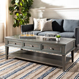 SAFAVIEH Tressie Sepia Traditional Rectangle Coffee Table - 54" x 23.6" x 19.3" - 54Wx24Dx19H