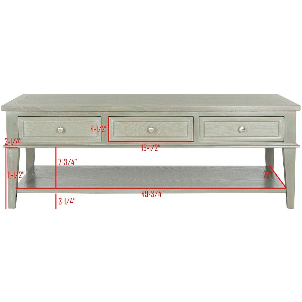 SAFAVIEH Tressie Sepia Traditional Rectangle Coffee Table - 54" x 23.6" x 19.3" - 54Wx24Dx19H