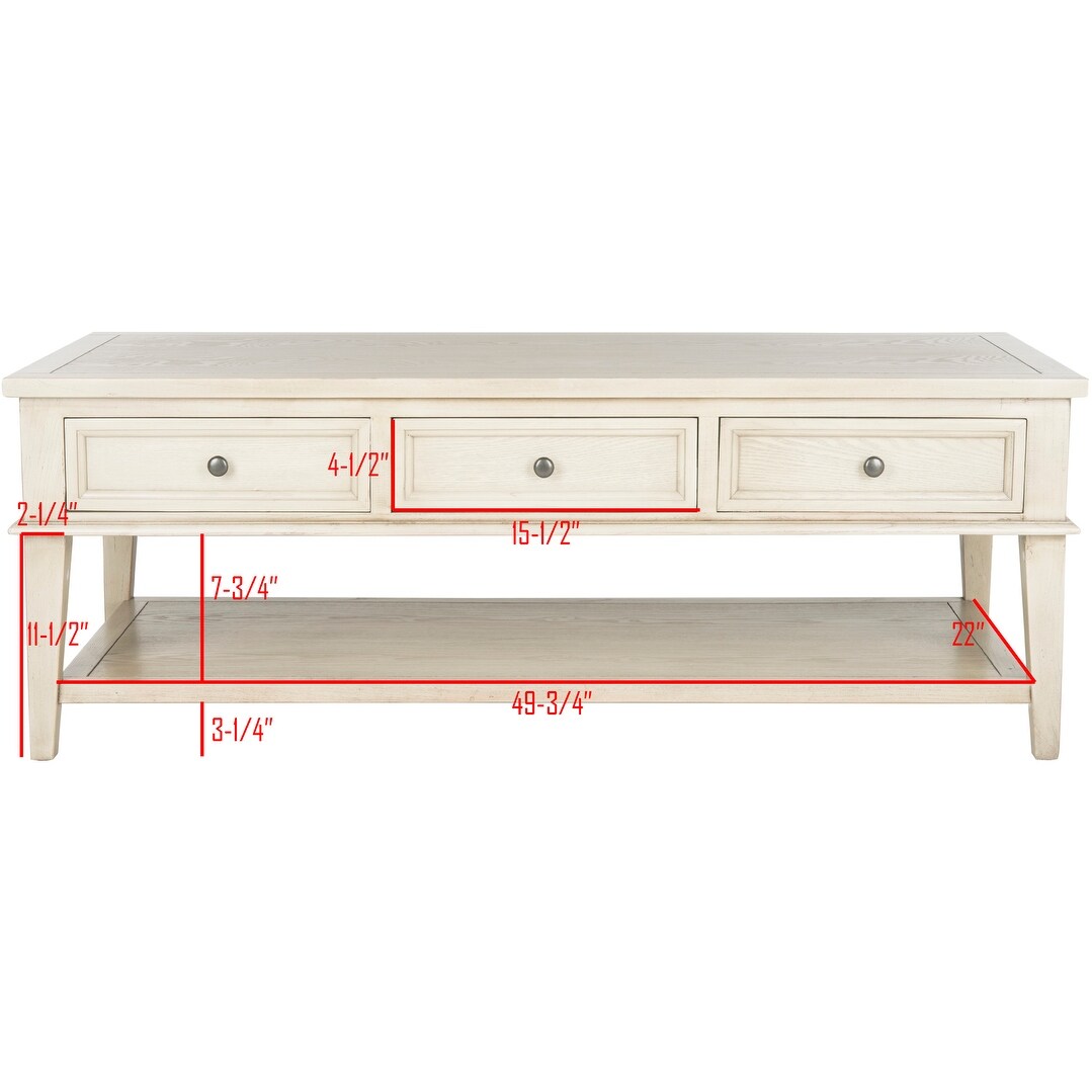 SAFAVIEH Tressie Sepia Traditional Rectangle Coffee Table - 54" x 23.6" x 19.3" - 54Wx24Dx19H