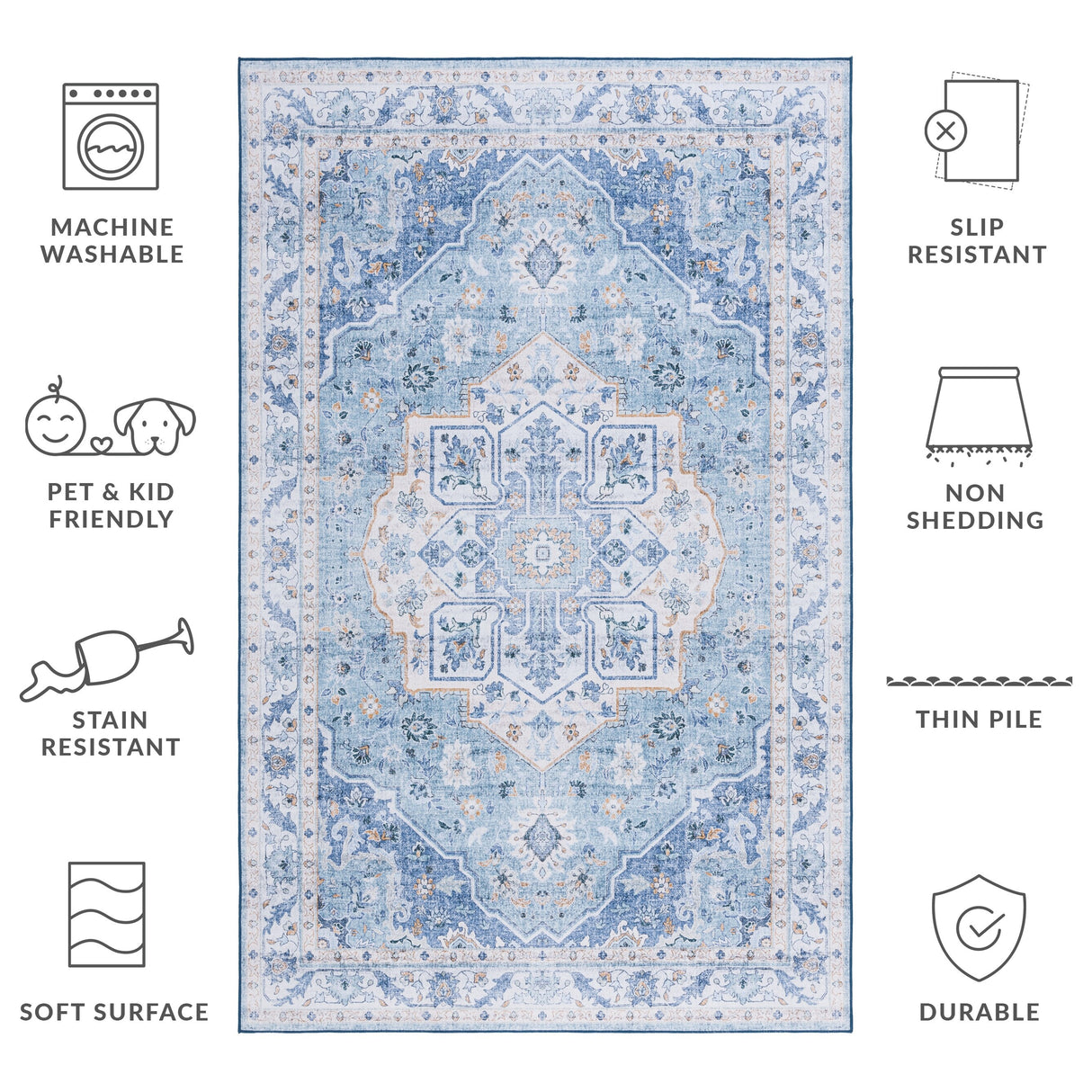 SAFAVIEH Tucson Ethna Transitional Machine Washable Rug.