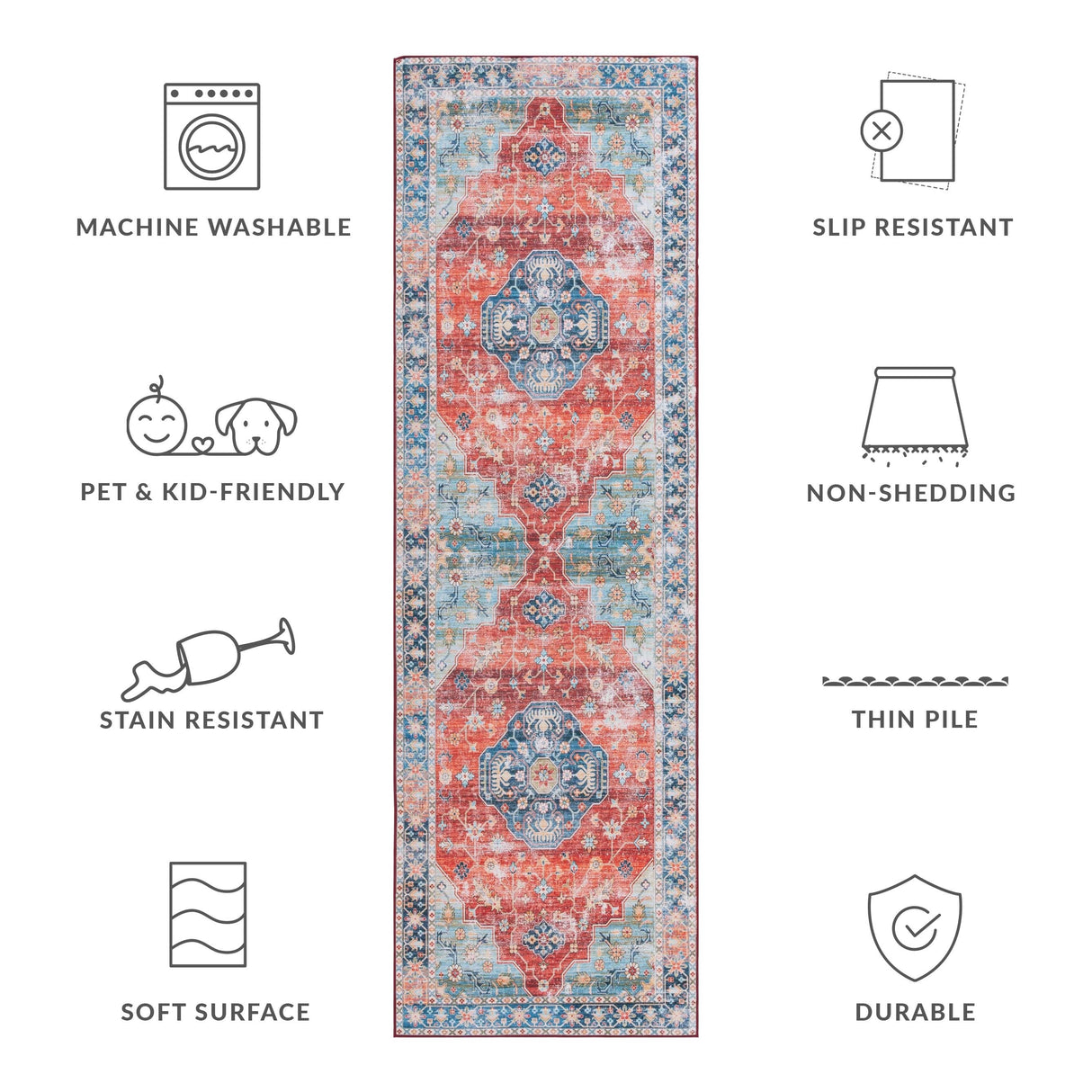 SAFAVIEH Tucson Hlin Transitional Machine Washable Rug