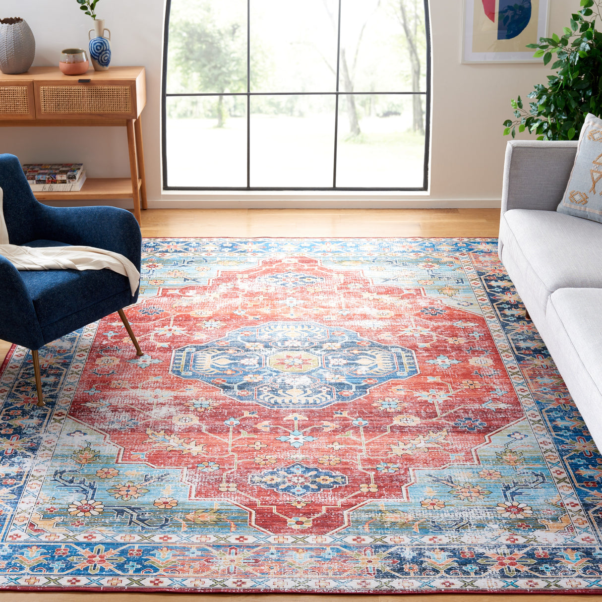 SAFAVIEH Tucson Hlin Transitional Machine Washable Rug