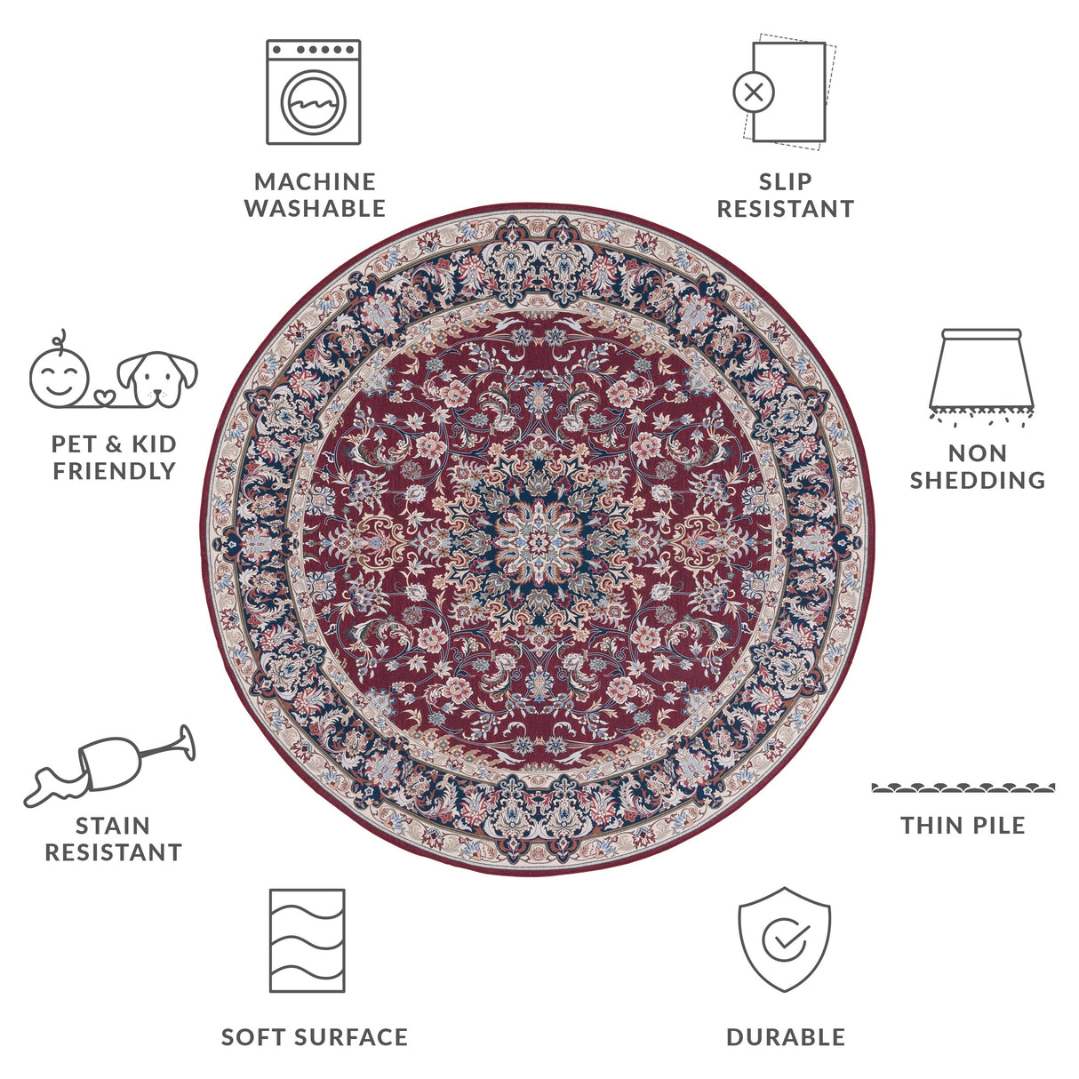 SAFAVIEH Tucson Machine Washable Slip Resistant Aline Traditional Rug