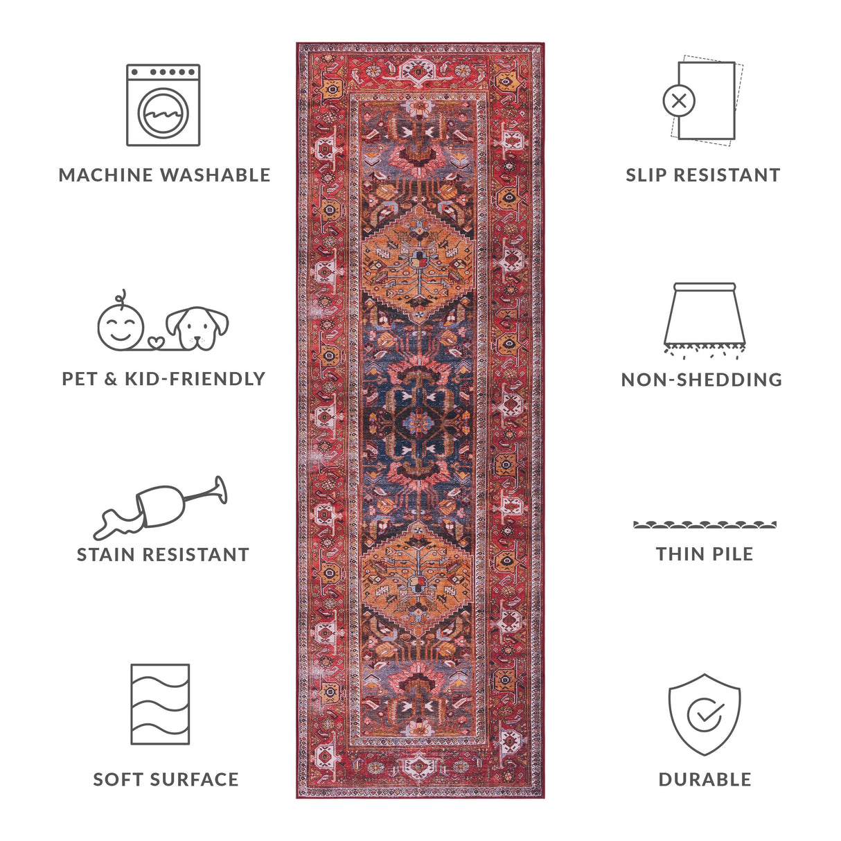 SAFAVIEH Tucson Machine Washable Slip Resistant Armenuhi Traditional Rug