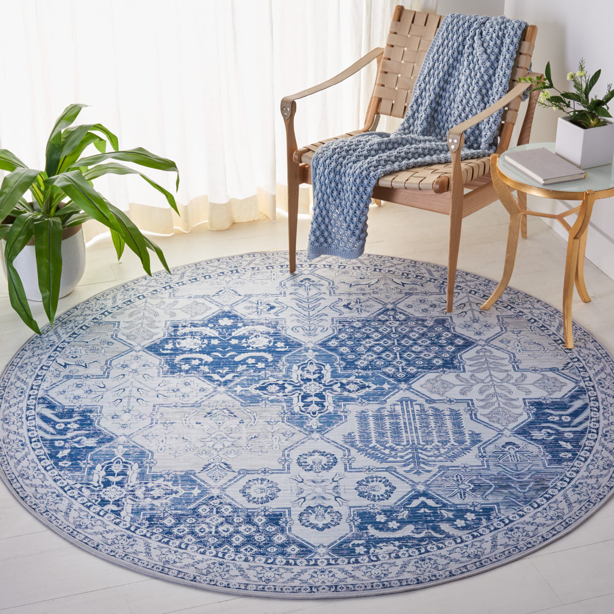 SAFAVIEH Tucson Machine Washable Slip Resistant Biruta Rug