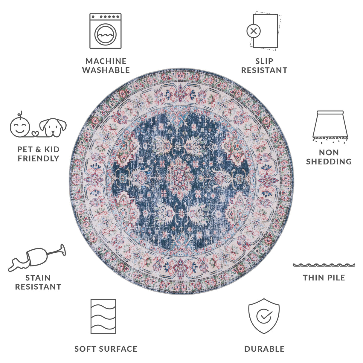 SAFAVIEH Tucson Machine Washable Slip Resistant Fraida Oriental Rug