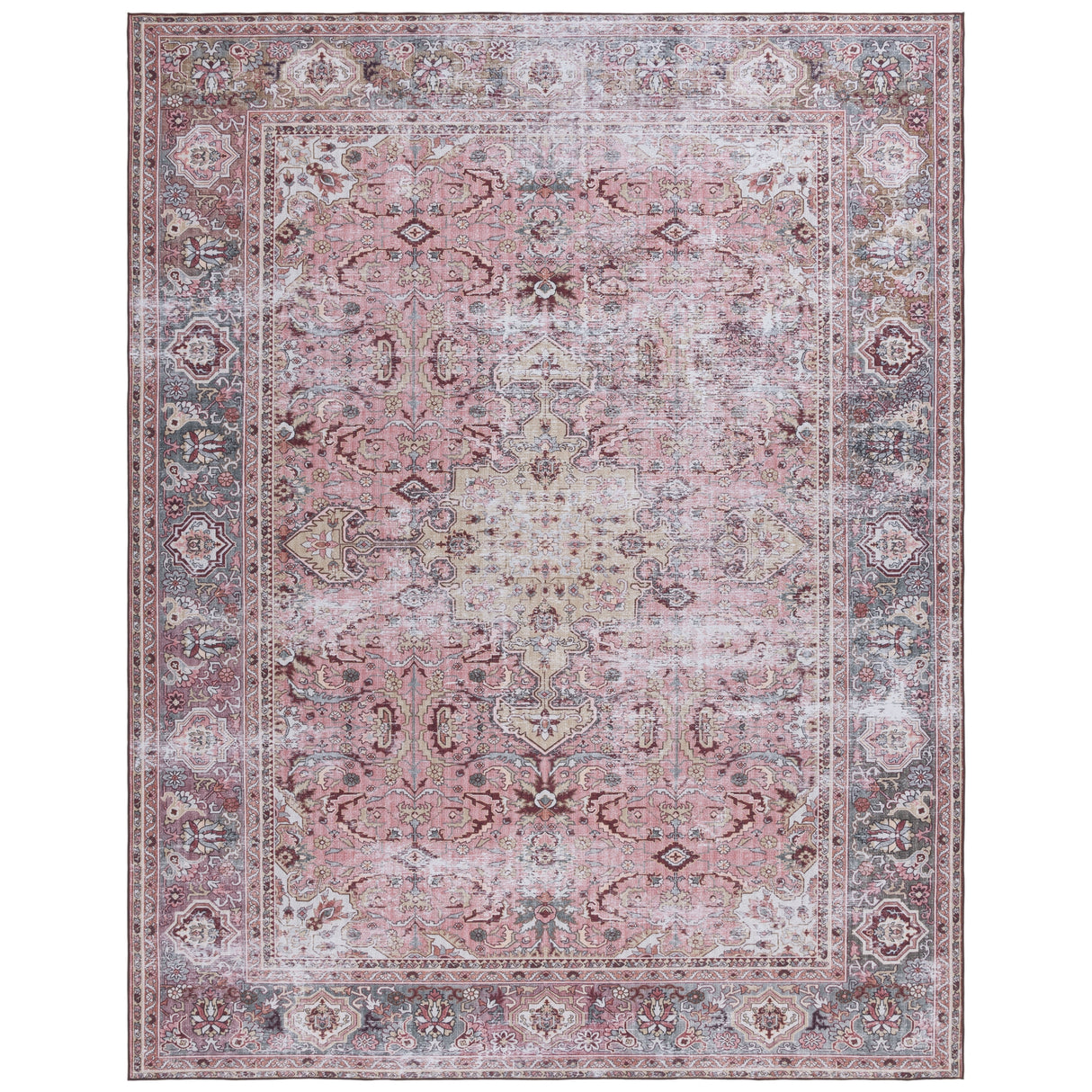 SAFAVIEH Tucson Machine Washable Slip Resistant Jeanne Traditional Rug