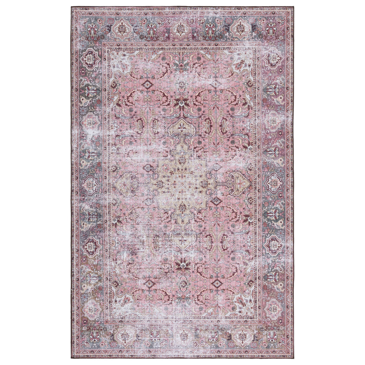 SAFAVIEH Tucson Machine Washable Slip Resistant Jeanne Traditional Rug