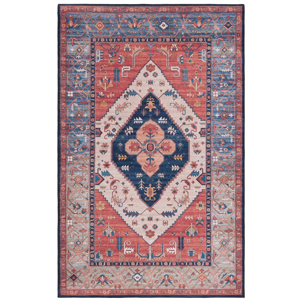 SAFAVIEH Tucson Machine Washable Slip Resistant Ozden Traditional Rug