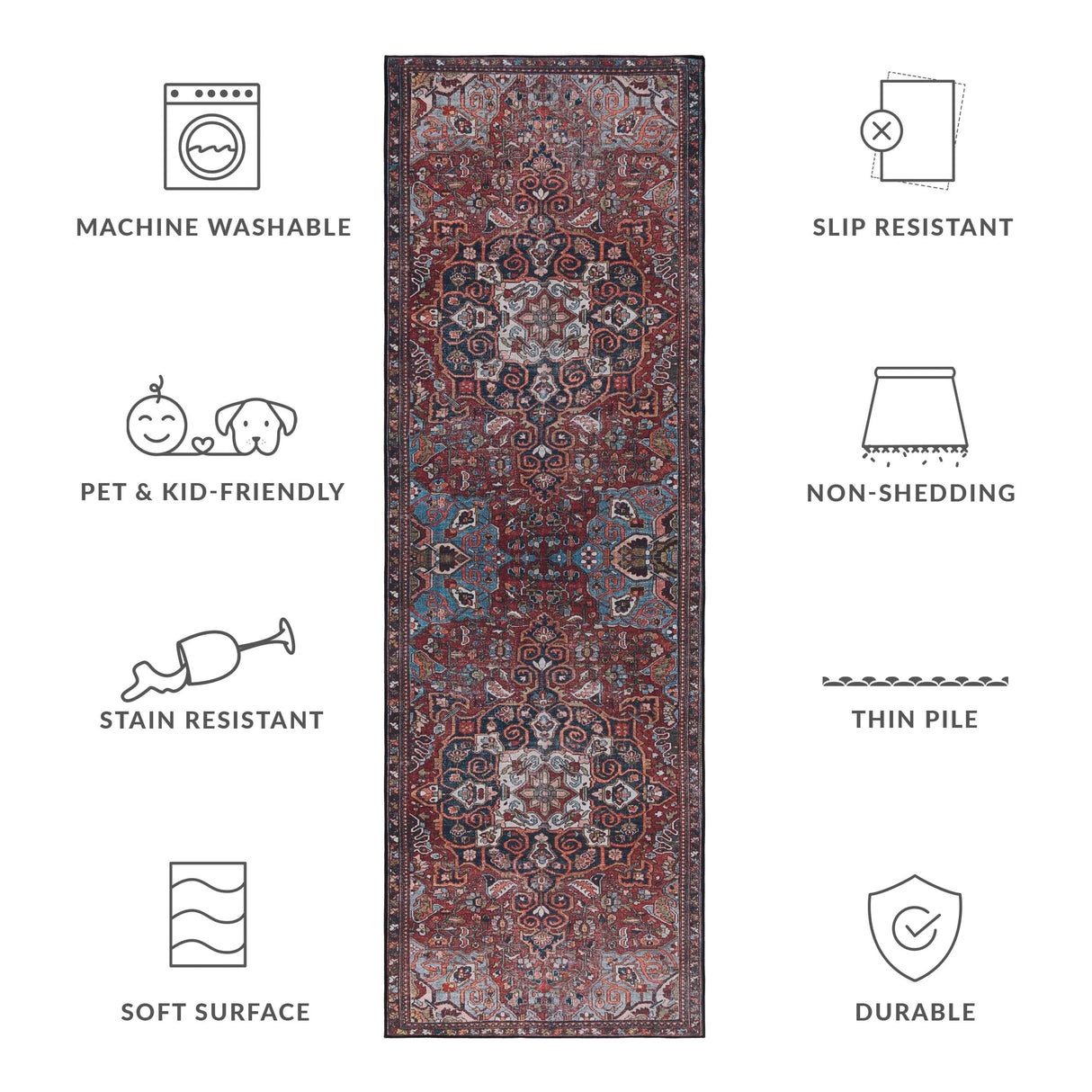 SAFAVIEH Tucson Machine Washable Slip Resistant Rachael Oriental Rug