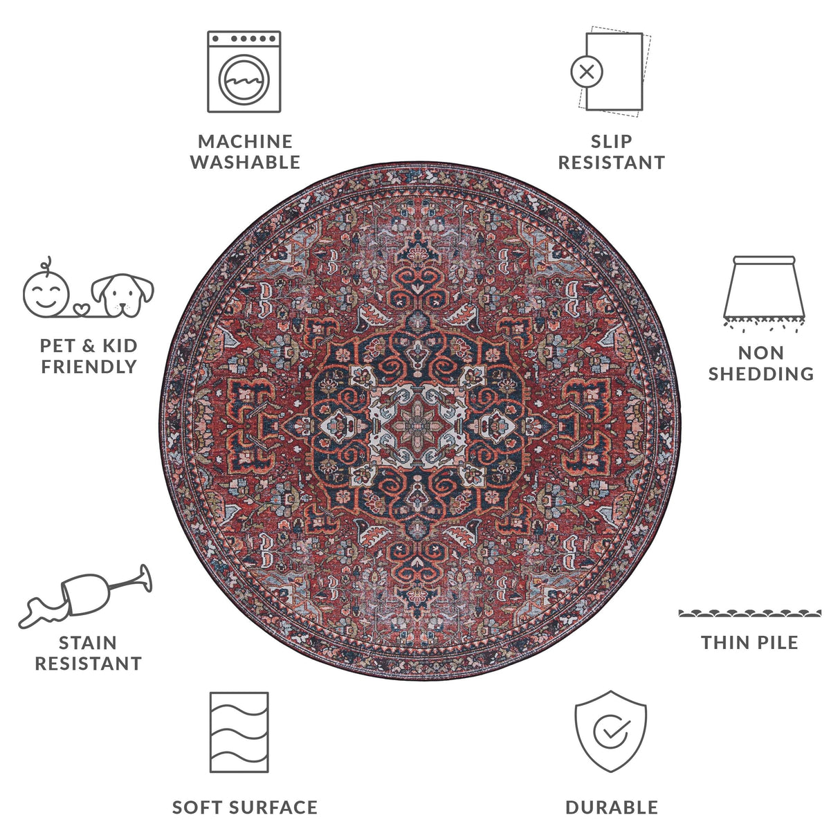 SAFAVIEH Tucson Machine Washable Slip Resistant Rachael Oriental Rug