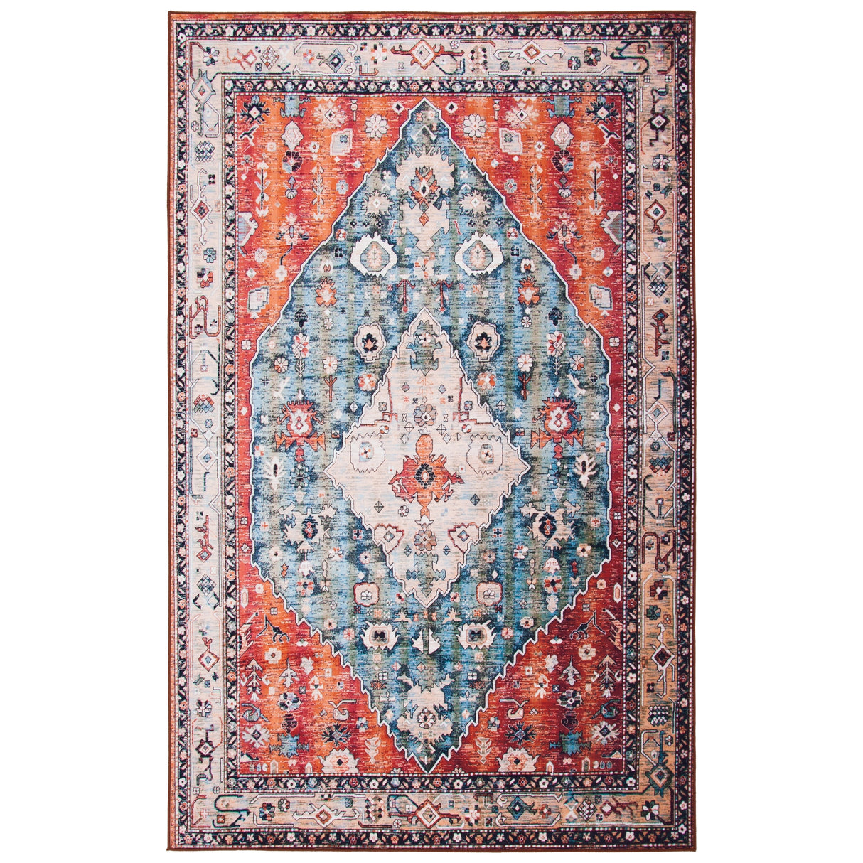 SAFAVIEH Tucson Machine Washable Slip Resistant Rosina Oriental Medallion