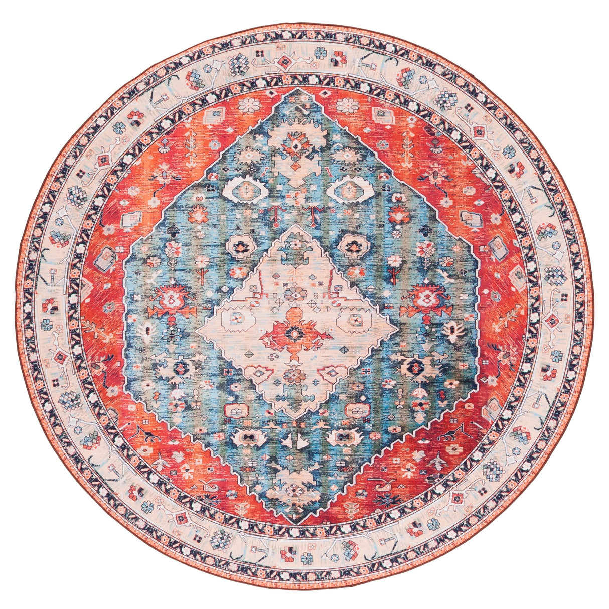 SAFAVIEH Tucson Machine Washable Slip Resistant Rosina Oriental Medallion