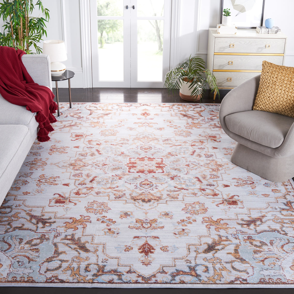 SAFAVIEH Tucson Machine Washable Slip Resistant Theodora Oriental Medallion