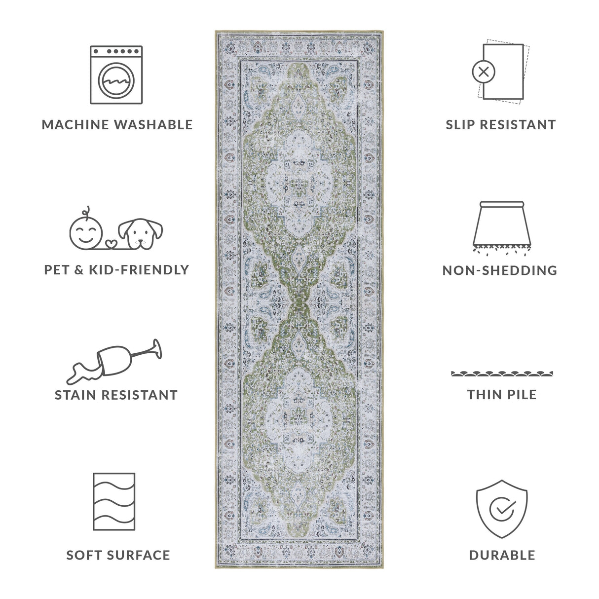 SAFAVIEH Tucson Machine Washable Slip Resistant Willa Traditional Rug