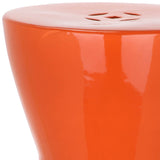 SAFAVIEH Tzoulia Orange Garden Stool - 12" x 12" x 17" - 12Wx12Dx17H