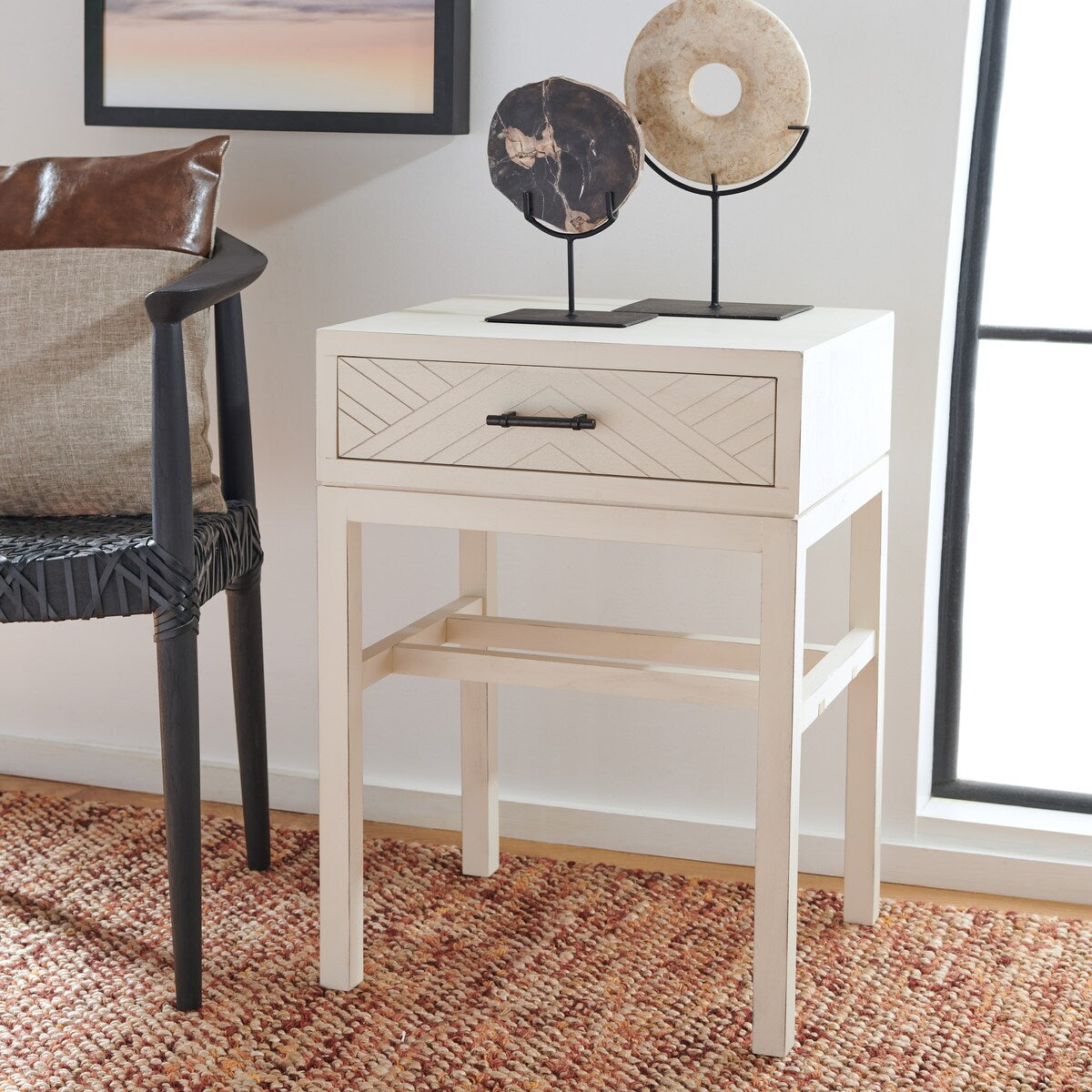 SAFAVIEH Ueli 1-Drawer Accent Table - 19" W x 15.8" L x 26" H - 19Wx16Dx26H