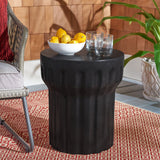 SAFAVIEH Ulya Indoor/ Outdoor Modern Black Concrete Round Accent Table - 15.7" W x 15.7" L x 17.7" H - 16Wx16Dx18H