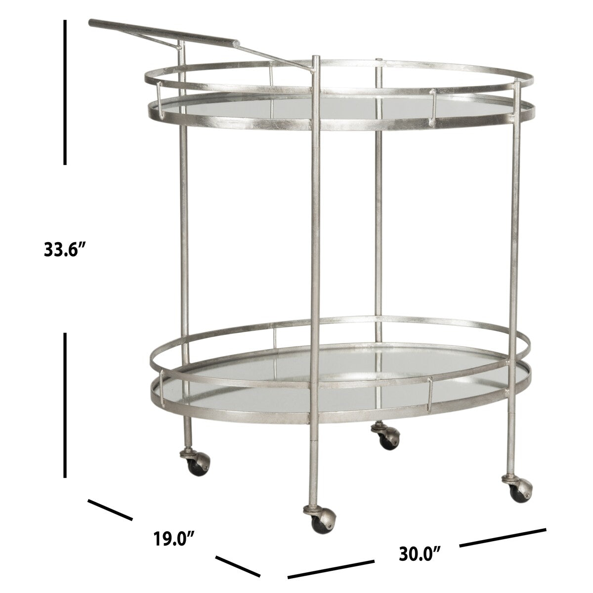 SAFAVIEH Velia Silver/ Mirror Top Bar Cart - 30" x 19" x 33.6" - 30Wx19Dx34H