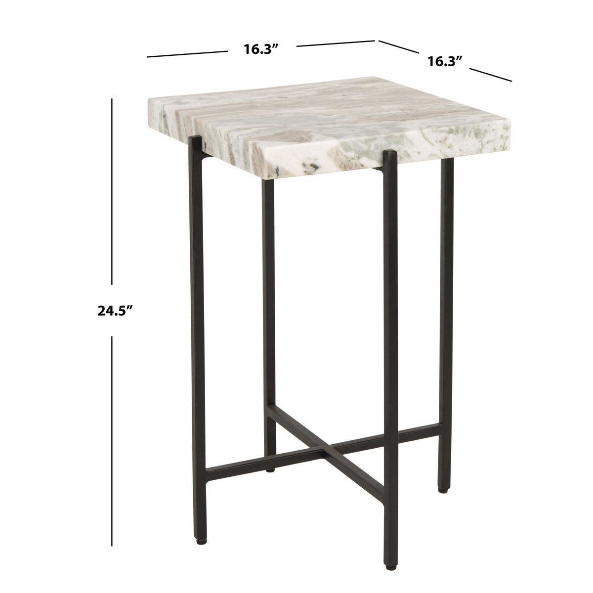 SAFAVIEH Velma Stone Top Accent Table - 16.3" W x 16.3" L x 24.5" H - 16Wx16Dx25H