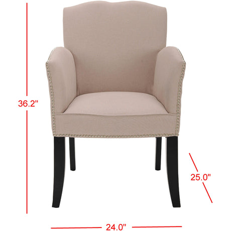 SAFAVIEH Veloudo Tan Linen Arm Chair - 24" x 25" x 36.2" - 24Wx25Dx36H